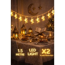 Pairla 1,5 Metre 3 Yıldız 1 Ay Ramazan Temalı LED Işıklı Süsleme Seti Ramazan Süsleri, Ramazan Hediyem Ramazan Süsü