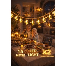 Pairla 1,5 Metre 3 Yıldız 1 Ay Ramazan Temalı LED Işıklı Süsleme Seti Ramazan Süsleri, Ramazan Hediyem Ramazan Süsü