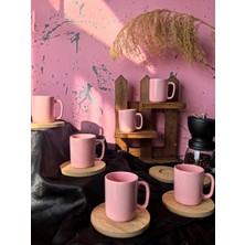 Şık Pembe Bambu Fincan Takımı, 6 Kişilik, Zarif ve Dayanıklı Tasarım