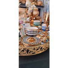 Renkli 6'lı Kaz Ayağı Kahve Fincan Takımı, Şık ve Zarif Tasarım