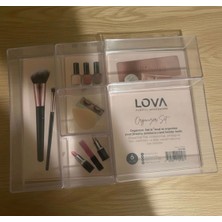 Butik Center 6'lı Çekmece Içi Makyaj Organizer Seti - Şeffaf Akrilik Takı ve Kozmetik Düzenleyici