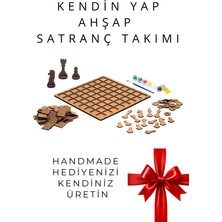 Metalicraft SF01 Kendin Yap Ahşap Satranç Takımı | Dıy Ahşap Satranç | 27X27 cm | Boya ve Yapıştırıcı Hediyeli