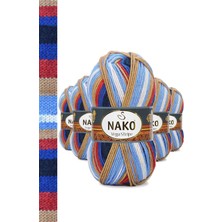 DS LLC 5 Adet Vega Stripe Premium Akrilik El Örgü Ipi Yünü No: 82411 DSLLC34-43TX