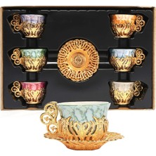 6'lı Metal Kahve Fincan Takımı, Türk ve Espresso Kahvesi Sunum Seti