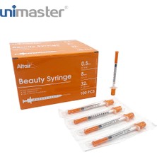Unimaster 0.5 ml 32 G 8 mm Mezoterapi - Botoks Enjektörü 100 Adet