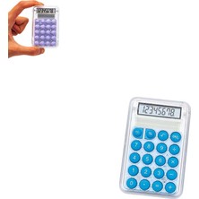 IMA Mini Hesap Makinesi Silikon Tuşlu LCD Ekran 8 Haneli Şeffaf Mini Hesap Makinesi (Ebat: 8,5 cm x 5,4 Cm)