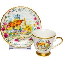 Renkli 2 Kişilik Kahve Fincan Takımı ve Metaverse Tasarımlı Su Bardakları