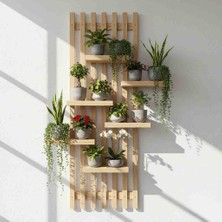 Evdekka Ahşap Duvar Rafı - Çift Taraflı Güçlü Bantlı Modern Çiçeklik Rafı - Dekoratif Duvar Aksesuarı 60x35 cm