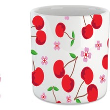 Kiraz Desenli Çiftli Kahve Fincanı Seti, Espresso ve Türk Kahvesi Kupası