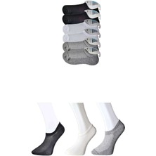 DS LLC Siyah Gri ve Beyaz Erkek Görünmez Çorap 6 Çift DSLLC34-43TX