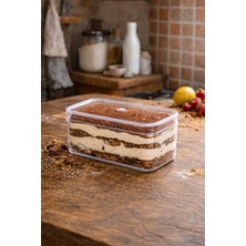 Ambalajın 300 cc Dikdörtgen Tiramisu Cup Sert Plastik Kase Şeffaf Kapaklı – Tatlı, Meze, Salata Sunum Kabı