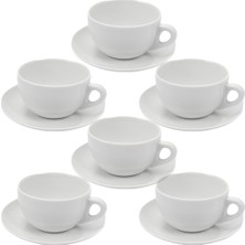 6'lı Verona Porselen Latte Fincan ve Tabak Takımı, 350 Ml, Şık ve Zarif