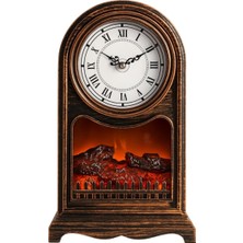 Dünyadan Hediyeler Dekoratif Şömine Saat LED Alevli Elektirkli Pilli Büyük 40CM