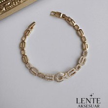 Lente Aksesuar 14K Altın Kaplama Xuping Seri Zirkon Taşlı Lüks Bileklik