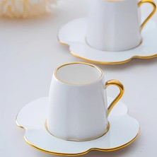 Lotus Duo 2 Kişilik Porselen Kahve Fincanı Takımı, Zarif Gold Detaylar