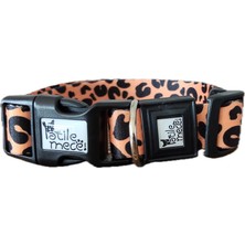 Patilemece Recyle Kumaş Leopar Desenli 2 cm Köpek Boyun Tasması