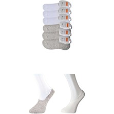 DS LLC Gri ve Beyaz Erkek Babet Çorap 6 Çift DSLLC34-43TX