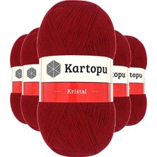 DS LLC 5 Adet Kristal Çift Katlı El Örgü Lif Ipi Koyu Kırmızı K125 DSLLC34-43TX