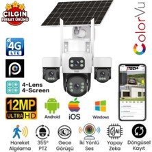 Jtech X-14 3mp+3mp+3mp+3mp 12MP Aov E-Sim 4g 2xsolar 4 Kameralı 1 Ptz Akıllı Kamera