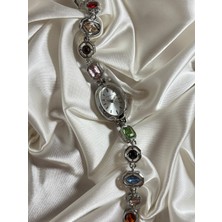 Renkli Taşlı Saat Kadın Kol Saati Bileklik Saat