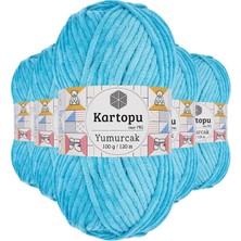 DS LLC 5 Adet Yumurcak Kadife El Örgü Ipi Turkuaz K515 DSLLC34-43TX