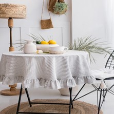 NDC Home Pötikare Keten Fırfırlı Masa Örtüsü