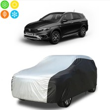 AUTOES Fiat Egea Cross 2022 Model Branda Araba Brandası Oto Branda Gri-Siyah