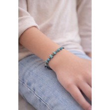 Seymen Bıçakçılık Turkuaz Doğal Taş Bileklik El Yapımı Ayarlanabilir Unisex