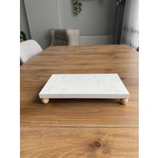 Nexa Doğaltaş Ayaklı Mermer Sunumluk ve Yağdanlık Altlığı – 25X15 cm Dikdörtgen Mermer Tepsi