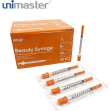 Unimaster 1 ml 32 G 8 mm Mezoterapi - Botoks Enjektörü 100 Adet