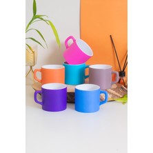 6'lı Renkli Seramik Kahve Fincanı Takımı, Zarif ve Renkli Tasarım