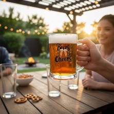 Odi Home 2 Adet Büyük Boy Renkli Beers Cheers Baskılı Cam Bira Bardağı Beer Glass Mug 600 ml