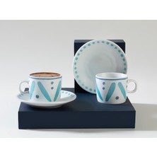 Şık Mavi Porselen 2'li Kahve Fincanı Takımı, 80 Ml, Zarif Tasarım