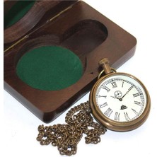 Calperia Ahşap Kutulu Pirinç Köstekli Saat