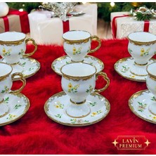 Şık 6'lı Porselen Kahve Fincan Takımı, Zarif ve Modern Tasarım