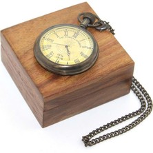 Calperia Ahşap Kutulu Pirinç Köstekli Saat