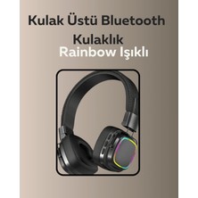 DS LLC Bluetooth 5.3 Rainbow Işıklı Kulak Üstü Kablosuz Kulaklık DSLLC-2335Y6