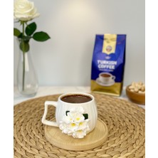 El Yapımı Yasemin Çiçeği Desenli Kişiye Özel Porselen Fincan