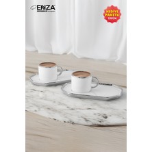 Şık 2'li Porselen Kahve Fincanı Takımı, 90 Ml, Gri Renk