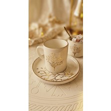 Hayat Ağacı Desenli Türk Kahvesi Fincanı 6'lı Takım Tabaklı