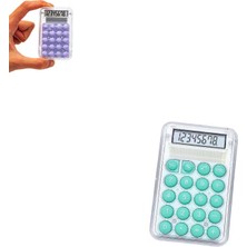 IMA Mini Hesap Makinesi Silikon Tuşlu LCD Ekran 8 Haneli Şeffaf Mini Hesap Makinesi (Ebat: 8,5 cm x 5,4 Cm)