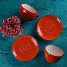 Turuncu 4 Parça Latte Fincan Takımı, Şık ve Modern Tasarım