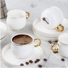 Altın Kulplu 6'lı Kahve Fincan Takımı, Şık ve Zarif Tasarım