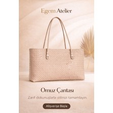 Egem Atelier Egematelier Örgü Detaylı Kadın Midi Boy Omuz Çantası