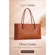 Egem Atelier Egematelier Örgü Detaylı Kadın Midi Boy Omuz Çantası