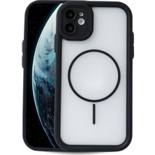 Fenza iPhone 12 Uyumlu Kamera Korumalı Magsafe Wireless Şarj Özellikli Mat Silikon Siyah renkli Silikon Telefon Kılıfı