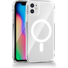 Fenza iPhone 11 Uyumlu Kamera Korumalı Magsafe Wireless Şarj Özellikli Lüks Şeffaf Silikon Telefon Kılıfı