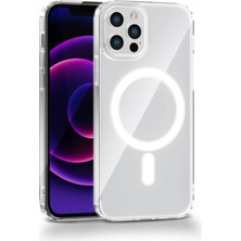 Fenza iPhone 12 Pro Max Uyumlu Kamera Korumalı Magsafe Wireless Şarj Özellikli Lüks Şeffaf Silikon Telefon Kılıfı