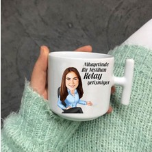 Kadınlara Özel Karikatür Nescafe Fincanı, Şık ve Kullanışlı T Kulpürün