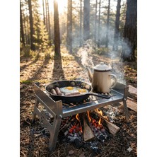 Fasmart Katlanabilir Kamp Mangalı / Ateş Üstü Izgara / Şiş Bölmeli Portatif Izgara (25X35 Cm)